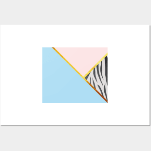 Abstract zebra print, color blocking blue Posters and Art